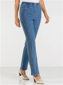 Pintuck Side Panel Jeans Short