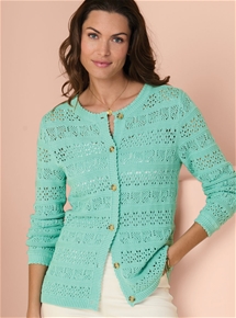 Cotton Pointelle Cardigan