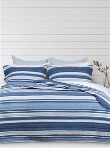 Caloundra Blue Stripe Coverlet Set